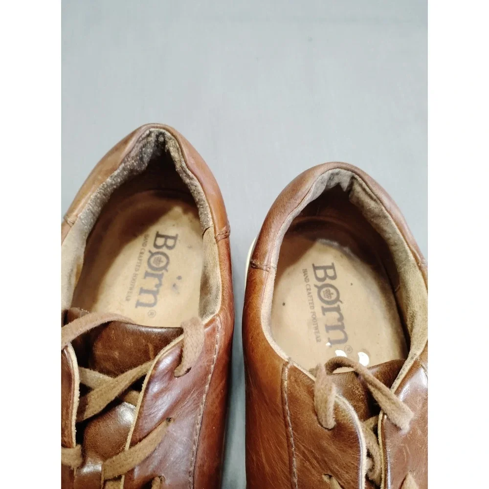 Born Cognac Leather Handcraft Distressed Lace Up Low Top Comfy Sneaker Men 10.5*